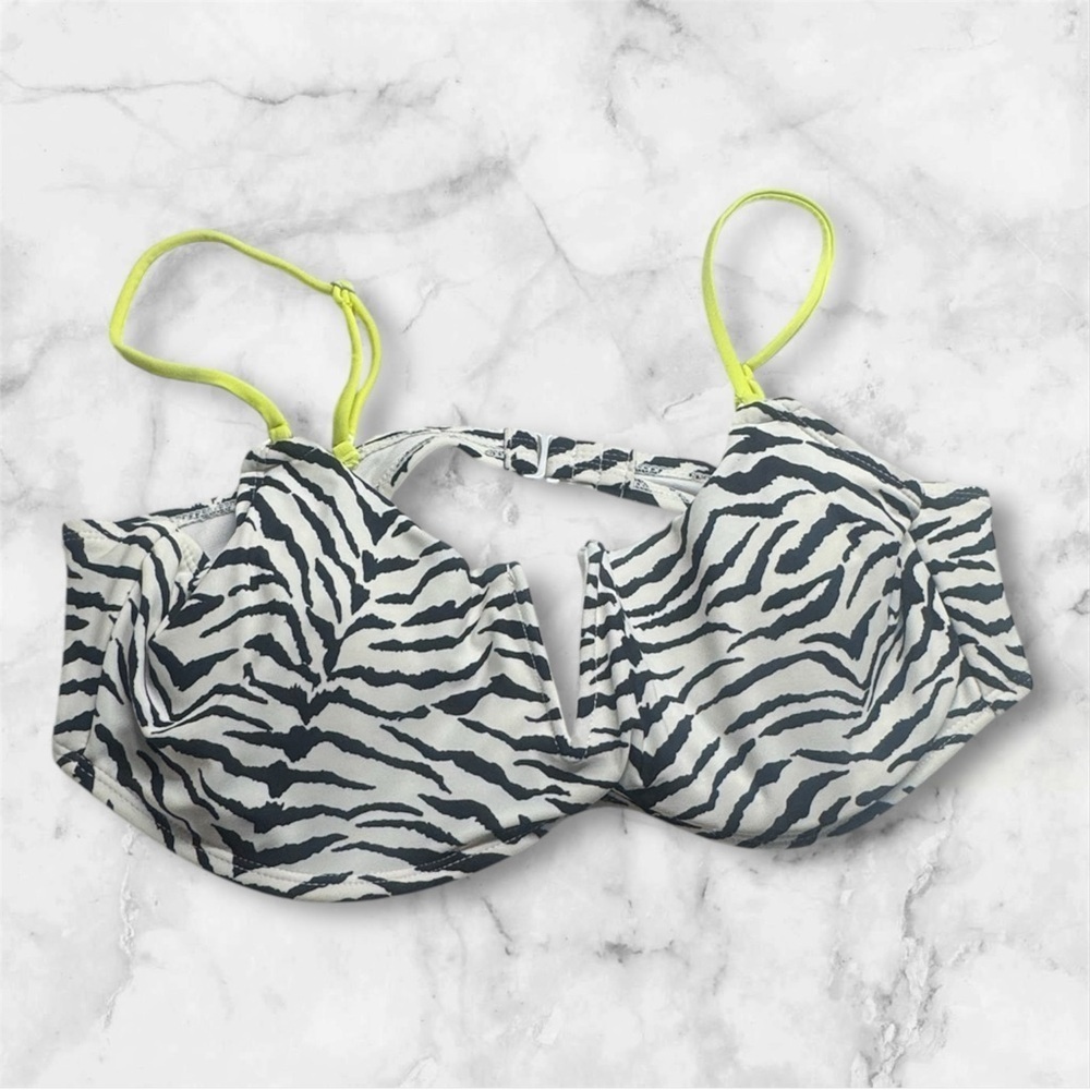 $10 Add-on | Black and White Zebra Print Bikini Top - Picture 2 of 13